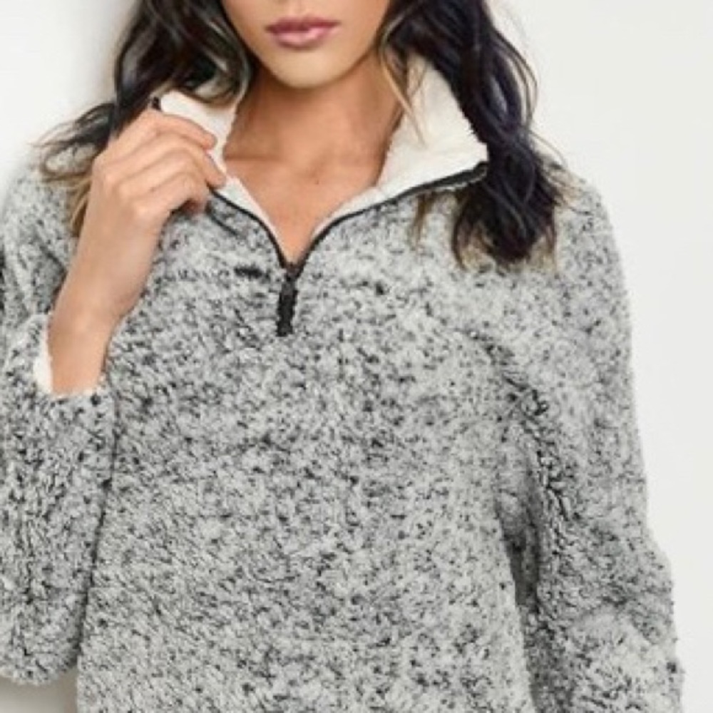 ❄️GREY SHERPA FLEECE PULLOVER - Picture 4 of 8